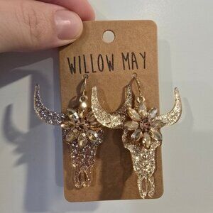 Willow May Gold AB Steer Cow Earrings